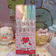 日本製造hello kitty一套五支螢光筆