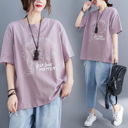 (BE5799) 字母印花短袖TEE上衣 (大碼款)