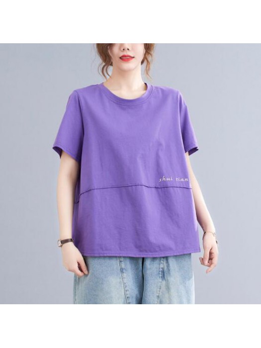 (BE5004)字母印花棉TEE