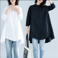 (F01117) 七分袖棉麻恤衫 (大碼款)